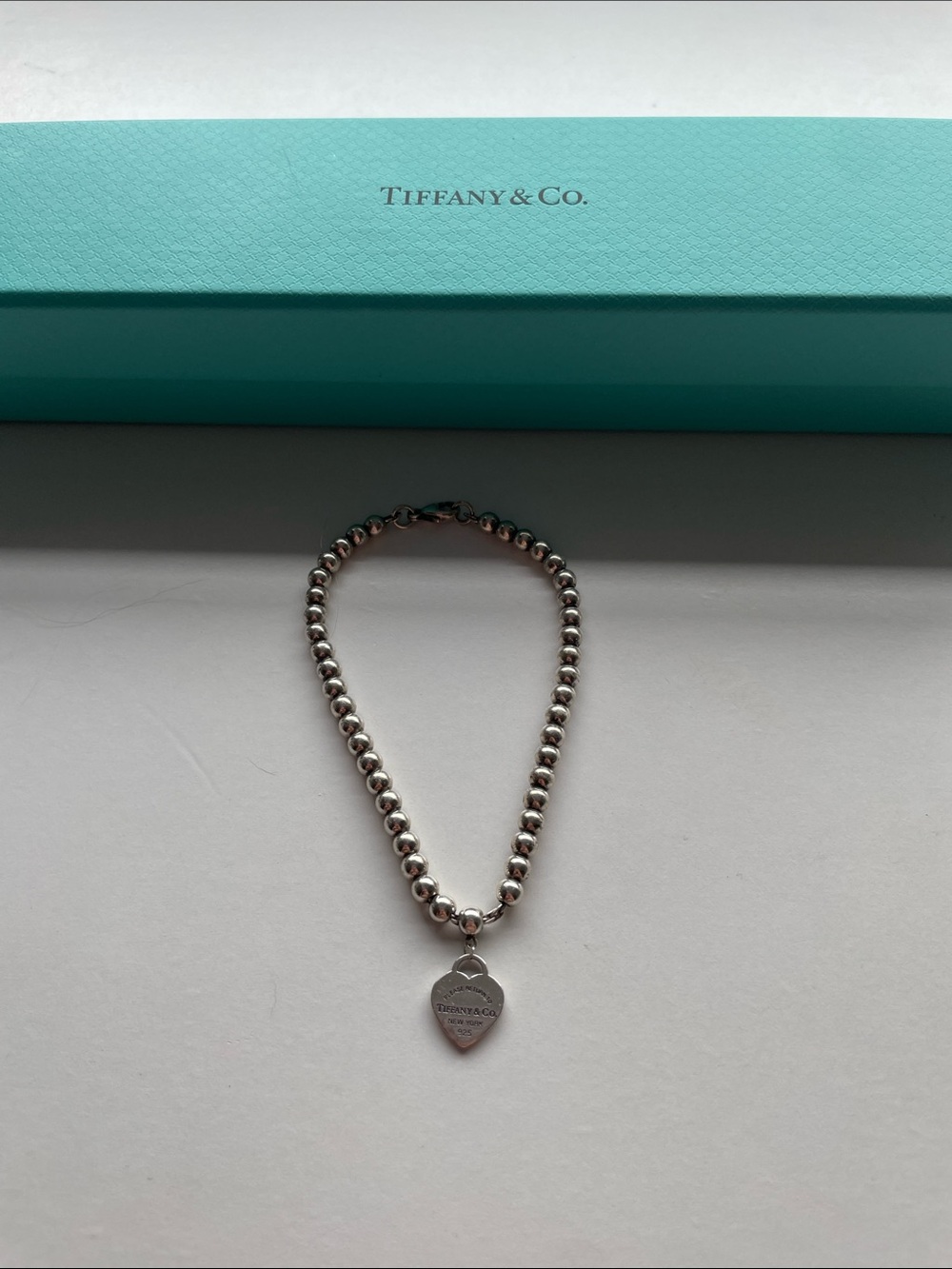 Tiffany & Co. Silver Heart Tag Bead Bracelet